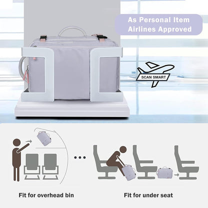 Hanples Large Travel Backpack for Women as Person Item Flight Approved, Waterproof 40L Carry On Backpack, 17 Inch Laptop Backpack for Business Bag with 2 Toiletry Bags (Gray Purple)