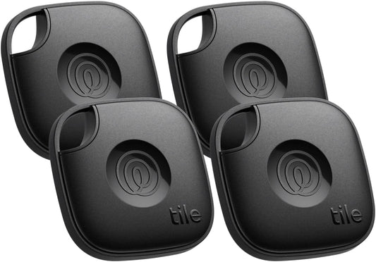 Tile by Life360 Mate - Bluetooth Tracker, Keys Finder and Item Locator for Keys, Bags and More. Phone Finder. Both iOS and Android Compatible. 4-Pack (Black)