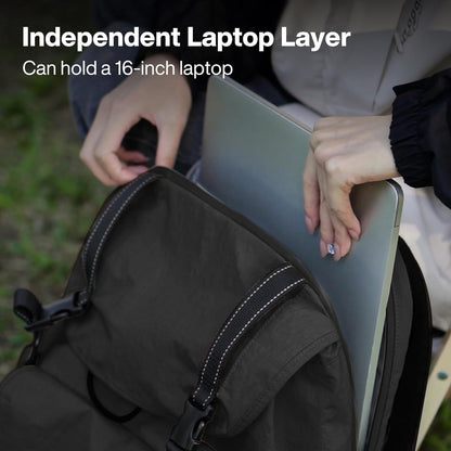 mixi Travel Backpack for Women Men, 18 Inch Carry On Laptop Backpack Flight Approved fits 16'' Laptop, Lightweight Waterproof Hiking Backpack Travel Outdoor Business Casual Daypack, Black