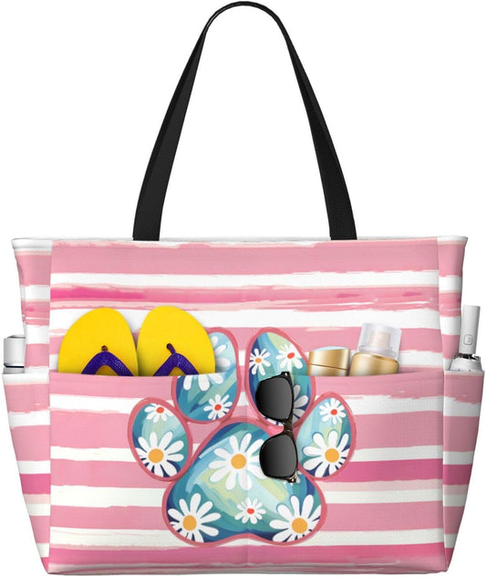 Beach Bag for Women Beach Tote Bag Waterproof Sandproof Large Bags with Zipper Big Capacity for Vacation Travel