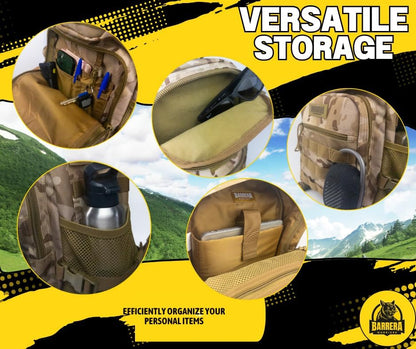25 L Tactical Backpack: durable military-style backpack with MOLLE system for everyday use, travel, gym, hiking, fishing, camping, and outdoor sports. (MULTICAM CAMO 25L)