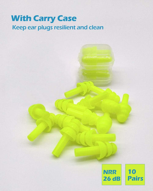 10 Pairs Noise Cancelling Ear Plugs, Premium Soft Silicone, Reusable, Waterproof, Hypoallergenic, Noise Reduction Earplugs for Swimming, Airplanes, Concerts, Shooting, Travelling, Sleeping & Snoring