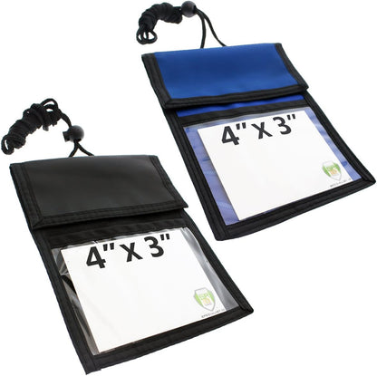 Specialist ID 2 Pack - Travel Passport Wallet - 4 x 3 Display Window - Adjustable Lanyard w/Pen Slots and 3 Pockets for Money, Ticket, Document (Assorted)