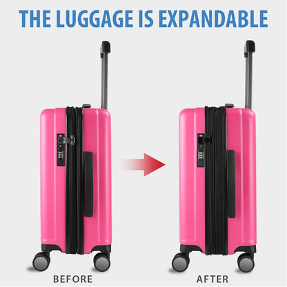 KROSER Hardside Expandable Carry On Luggage with Spinner Wheels & Built-in TSA Lock, Durable Suitcase Rolling Luggage with USB Port, Carry-On 20-Inch, Magenta