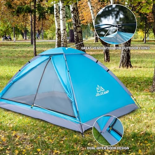 JELUCAMP 1/2/4/6 Person Dome Tents for Camping Lightweight Backpacking Tent