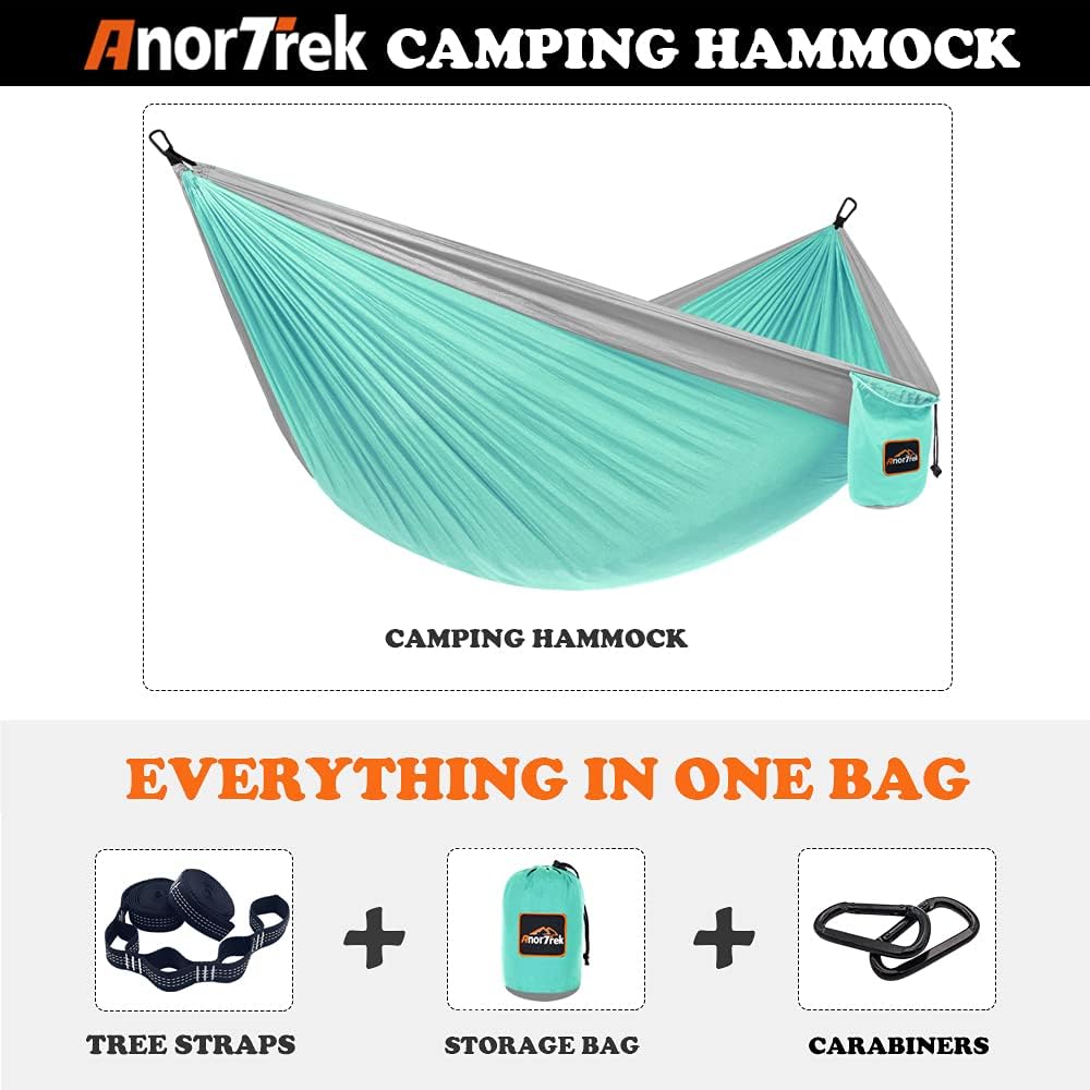 Camping Hammock, Super Lightweight Portable Parachute Hammock with Two Tree Straps Single or Double Nylon Travel Tree Hammocks for Camping Backpacking Hiking