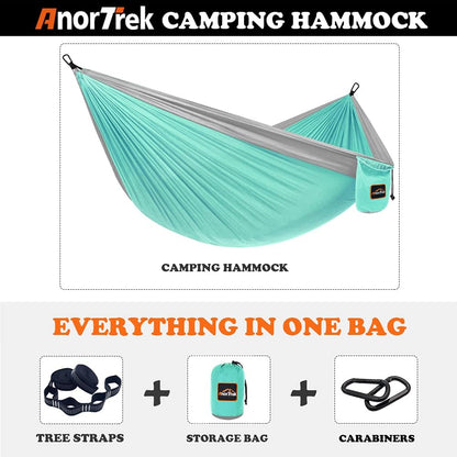 Camping Hammock, Super Lightweight Portable Parachute Hammock with Two Tree Straps Single or Double Nylon Travel Tree Hammocks for Camping Backpacking Hiking