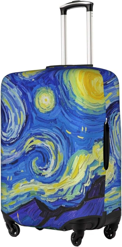 Vincent Van Gogh Starry Sky Night Luggage Cover Washable Suitcase Protector, Luggage Tag Travel Birthday Gifts For Men Women (S 18-21 Inch Luggage)