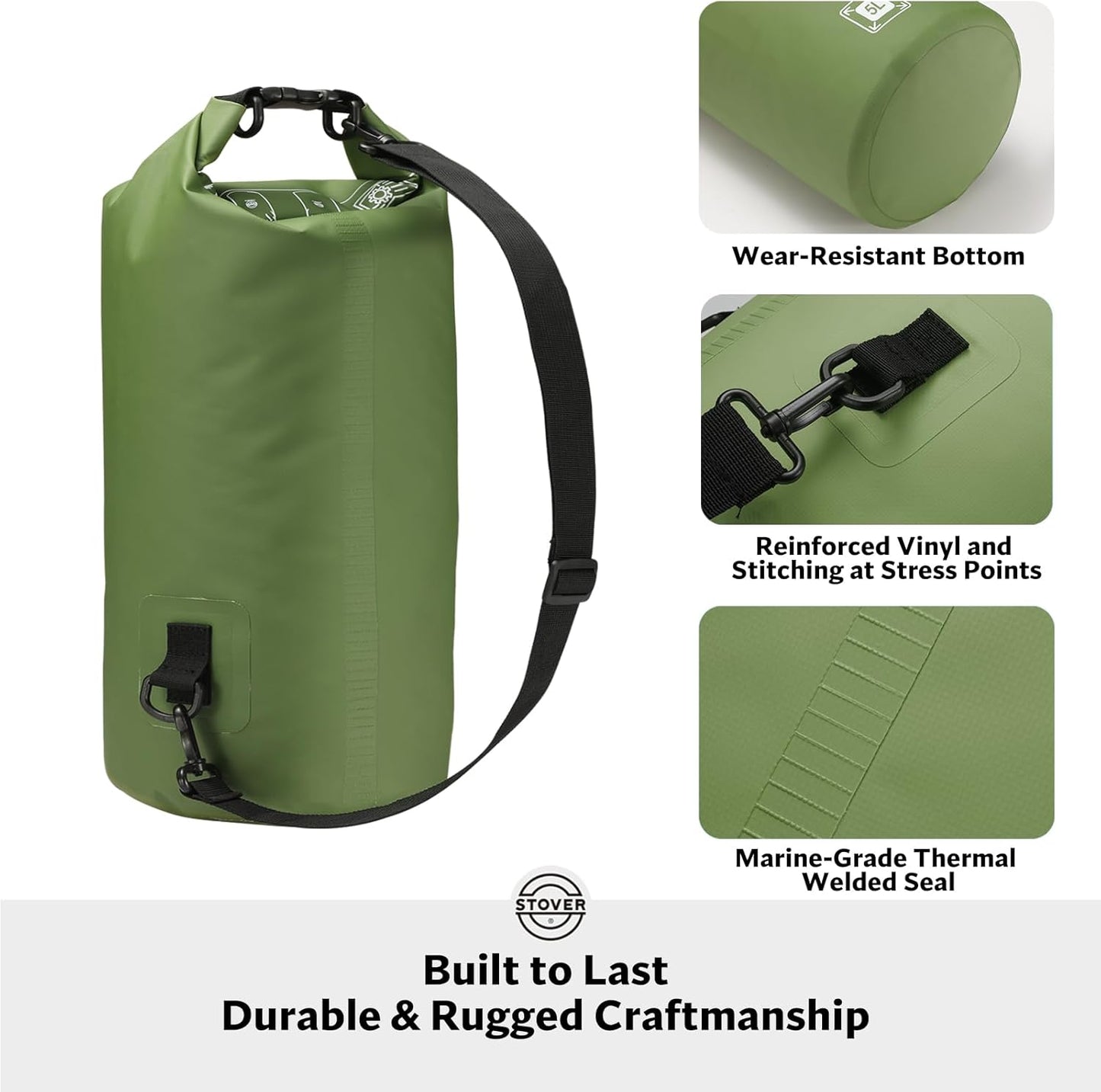 STOVER 5/10/25/30/40/55L Waterproof Backpack- Floating Dry Bag for Kayaking, Travel, Beach, Hiking, & Camping, Men/Women