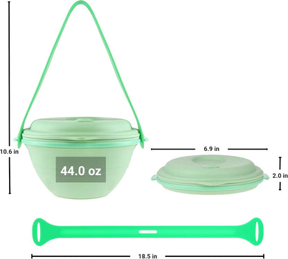 kūpaa Bowl & Carrier Duet – Microwave Safe Silicone Lunch Box For Adults– Collapsible, Leakproof, Food-Grade, Reusable To-Go Container (Jade)