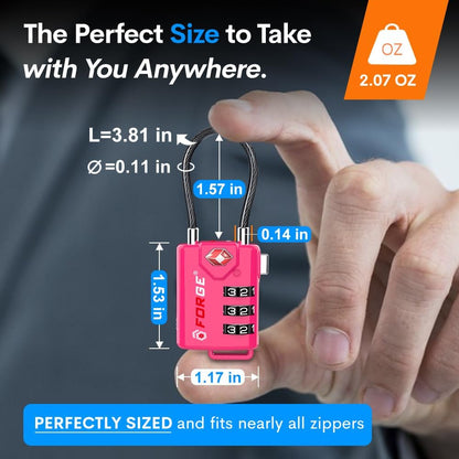 TSA Approved Cable Luggage Locks, Re-settable Combination with Alloy Body