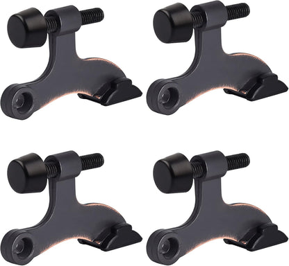 HOMOTEK 4 Pack Hinge Pin Oil Rubbed Bronze Door Stopper,Adjustable Deluxe Heavy Duty Door Stopper 2-1/2"x1-3/4”,with Black Rubber Bumper Tips