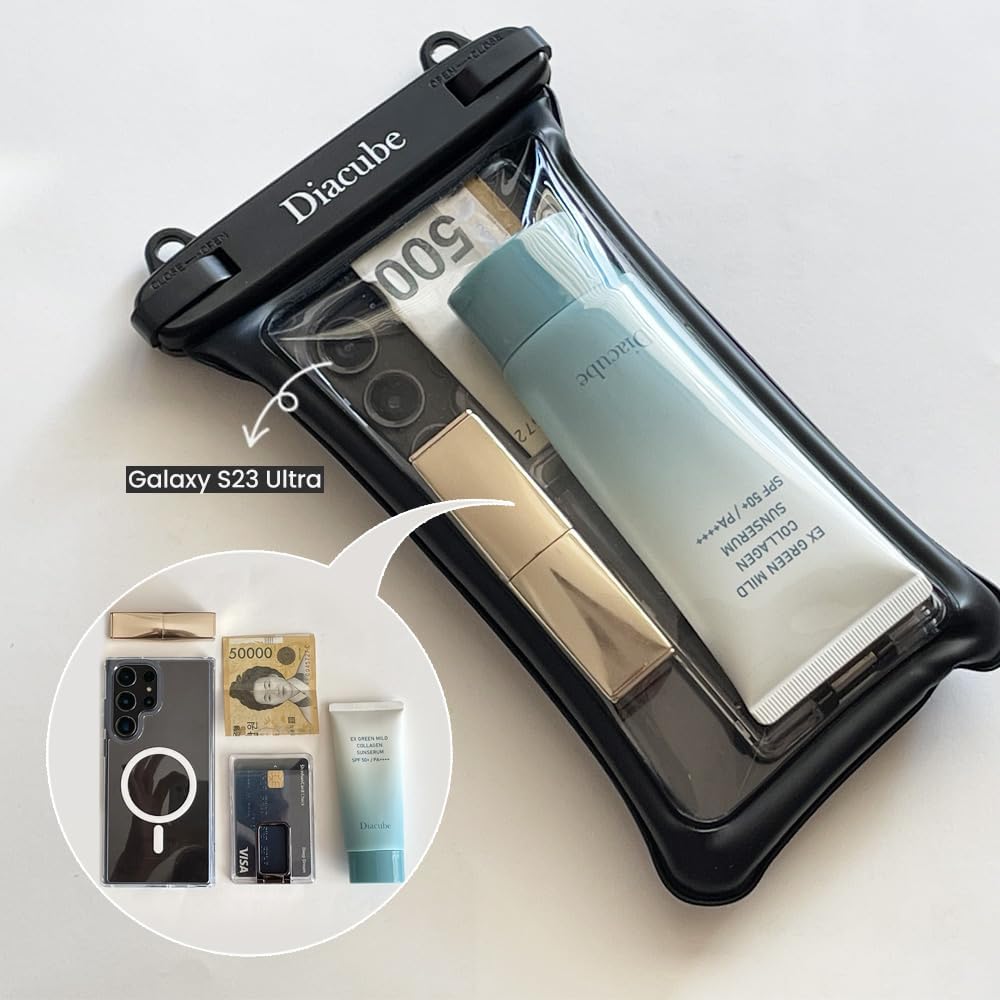 2-Pack Waterproof Phone Pouch, Universal IPX8 Floating Waterproof Case with Adjustable Lanyard for All Phones [Up to 8.3"] Beach, Waterpark & Travel Essentials - Black