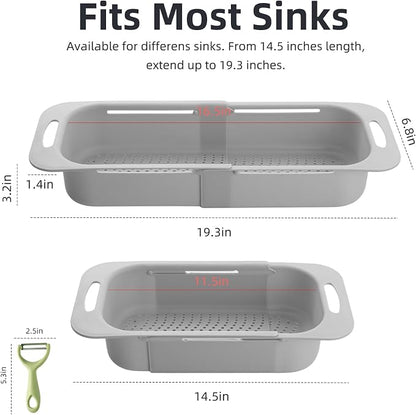 Extended Long Over the Sink Colander, Wash Vegetables Fruits Collapsible - Image 3