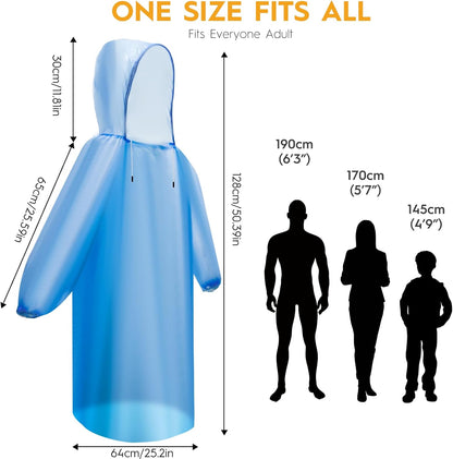 Bruvoalon 6 & 20 Pack Disposable Rain Ponchos for Adults/Youth, Waterproof PE Raincoats with Drawstring, Camping/Emergency
