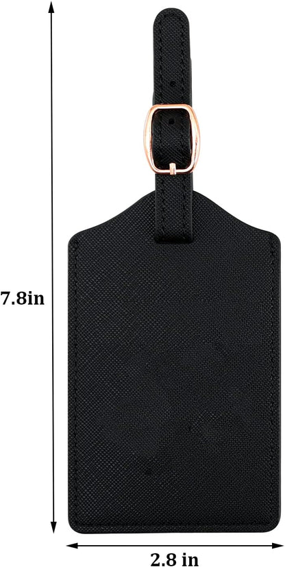 Luggage Tags in PU Leather: Set of 2 for Handbags, Bags & Suitcases - with Name Card & Privacy Cover