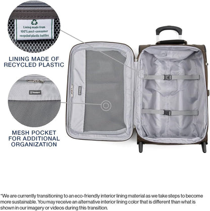 Travelpro Maxlite 5 Softside Expandable Upright 2 Wheel Carry on Luggage, Lightweight Suitcase, Men and Women, Mocha, Carry On 22-Inch