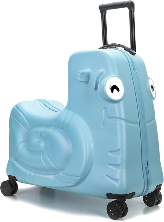 Kids Ride-on Luggage with Spinner Wheels Suitcase, Kid's Ride-On Suitcase Help Your Child Relax, Carry On Trolley Luggage with Password Lock (Blue, 22 inches)