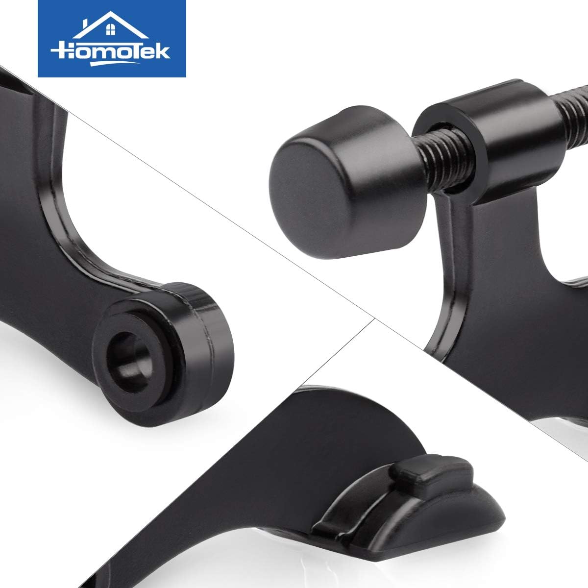 HOMOTEK 2 Pack Hinge Pin Black Door Stopper,Adjustable Deluxe Heavy Duty Door Stopper 2-1/2"x1-3/4”,with Black Rubber Bumper Tips