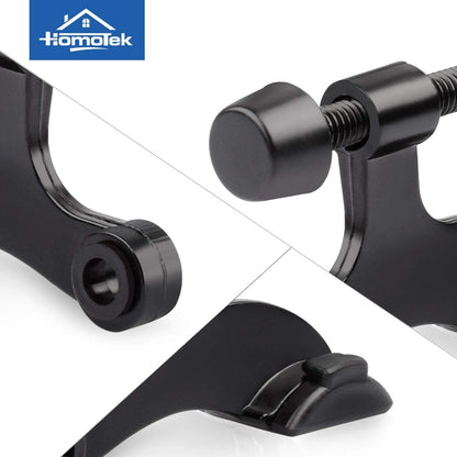HOMOTEK 2 Pack Hinge Pin Black Door Stopper,Adjustable Deluxe Heavy Duty Door Stopper 2-1/2"x1-3/4”,with Black Rubber Bumper Tips