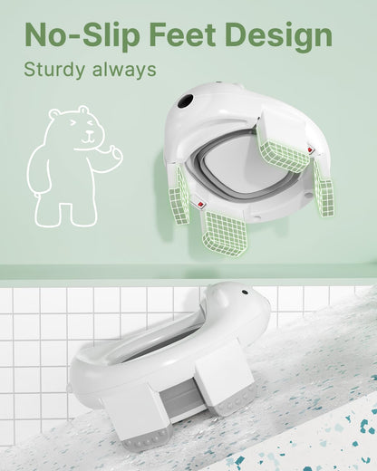 2 Pack Portable Potty Seat, 2 in 1 Travel Potty Seat for Toddlers with Liner Bags, Safety Locks and Polar Bear Design, 12 Months+(2 Pack)