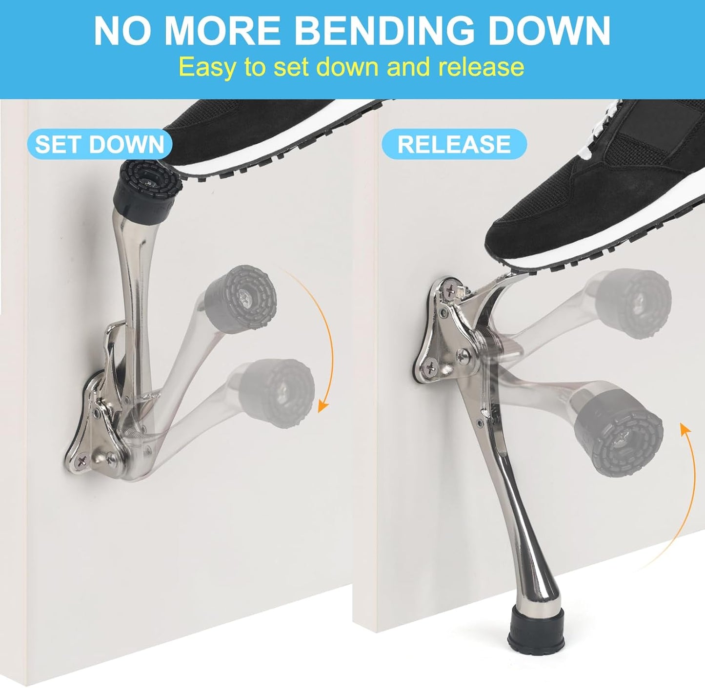 6 Inch Kick Down Door Stoppers for Bottom of Door, Heavy Duty Kickdown Door Stop, One Touch Kick Down Door Stoppers 1 Pack Satin Nickel