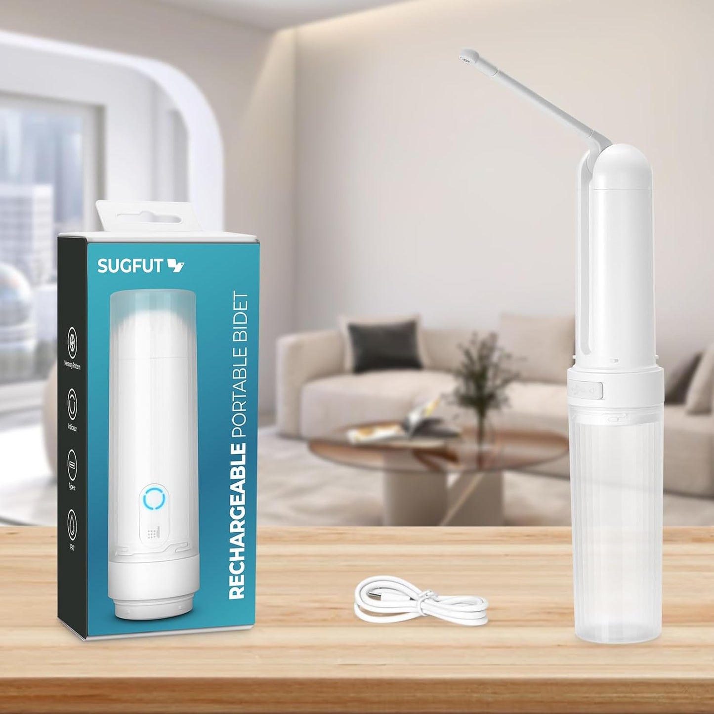 Portable Bidet for Travel USB-C Rechargeable Travel Handheld 3 Pressure Options Portable Bidet for Women/Men High Pressure IPX7 Waterproof Electric Personal Hygiene Cleaning