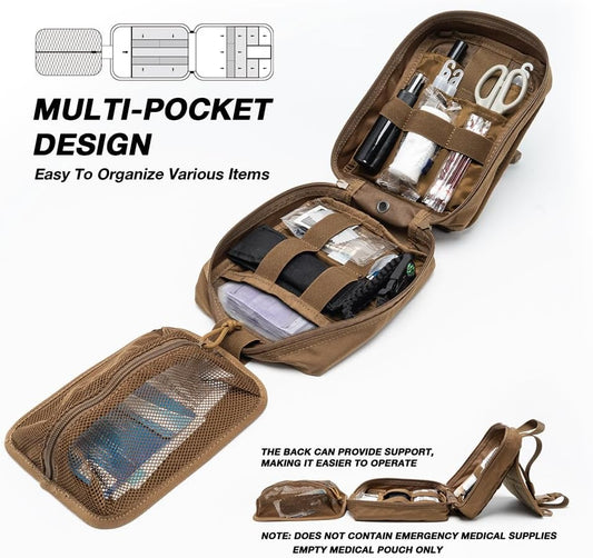 TSPRO MOLLE Tactical Medical Bag First Aid Kit EMT Pouch Rip-Away Utility IFAK Pouches for Military Outdoor Activities (Empty Med Bag Only)