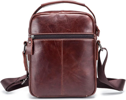 KPYWZER Genuine Leather Shoulder Bag Small Men Messenger Pack Handbag Sling Crossbody Bag Man Purse for Business