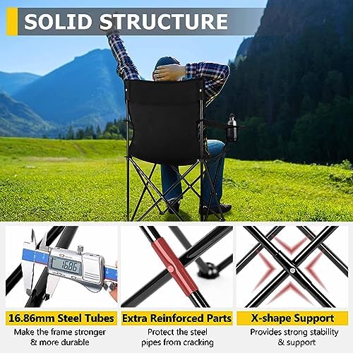 Joyfair Camping Chairs for Lawn & Beach, Large for Adults, Black