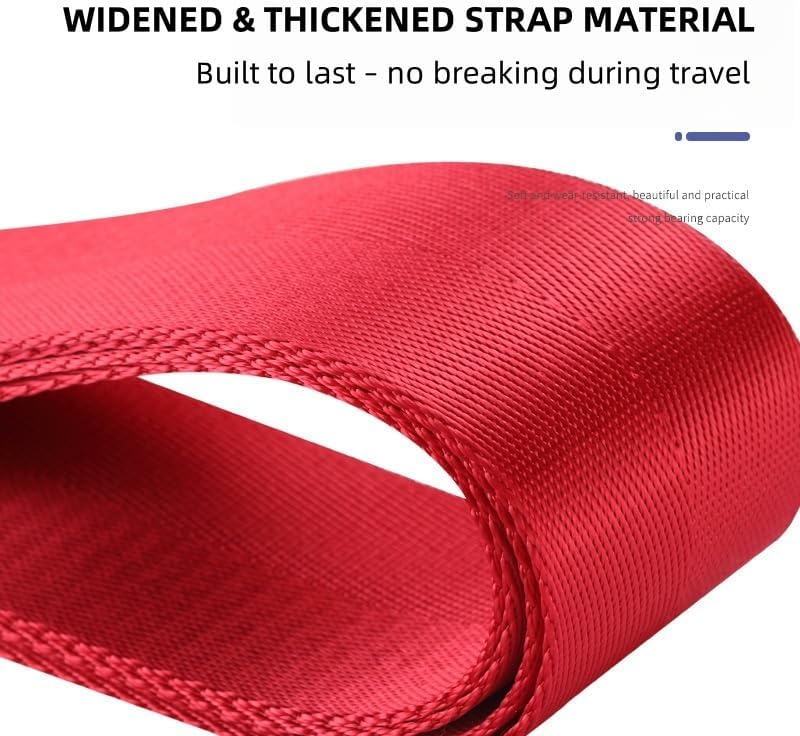 2-Pack Adjustable Luggage Straps for Suitcases – 2-Inch Wide Cross Travel Belt for 20"-32" Carry-On, Large & Collapsible Luggage – Durable Seatbelt Material, Suitcase Belts & Connector Straps (red)