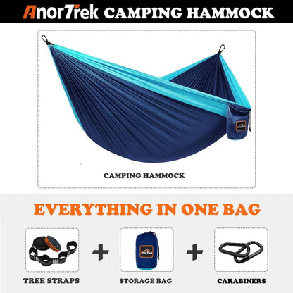 Camping Hammock, Super Lightweight Portable Parachute Hammock with Two Tree Straps Single or Double Nylon Travel Tree Hammocks for Camping Backpacking Hiking
