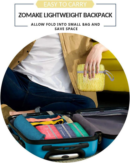 ZOMAKE 25L Ultra Lightweight Packable Backpack, Foldable Hiking Backpacks Water Resistant Small Folding Daypack for Travel(Yellow)