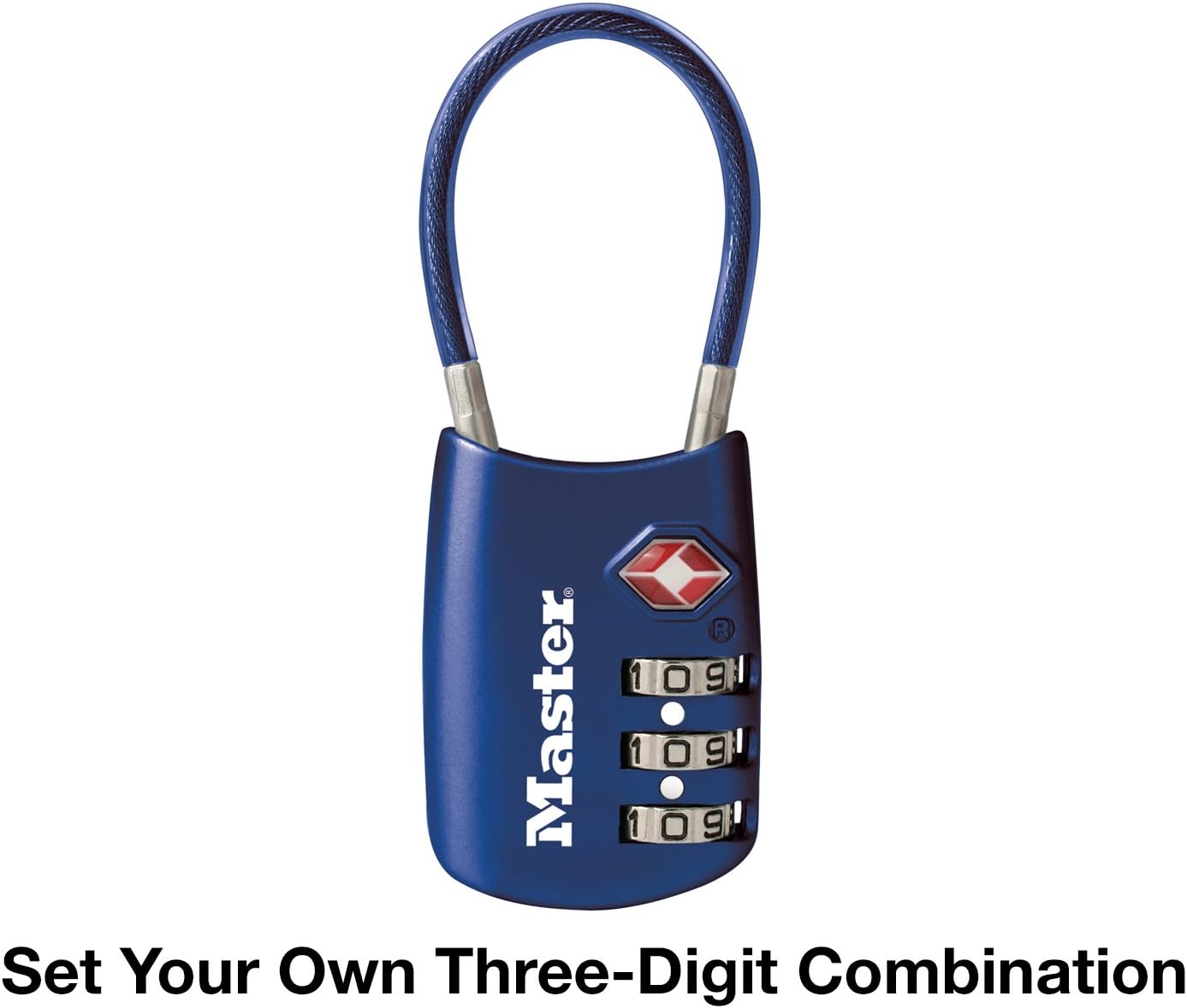 Master Lock Blue Set Your Own Combination TSA Approved Luggage Lock, Travel Zipper Padlock is Perfect for Suitcases, Bags, or Backpacks, 2 pk, 4688BLUEC2
