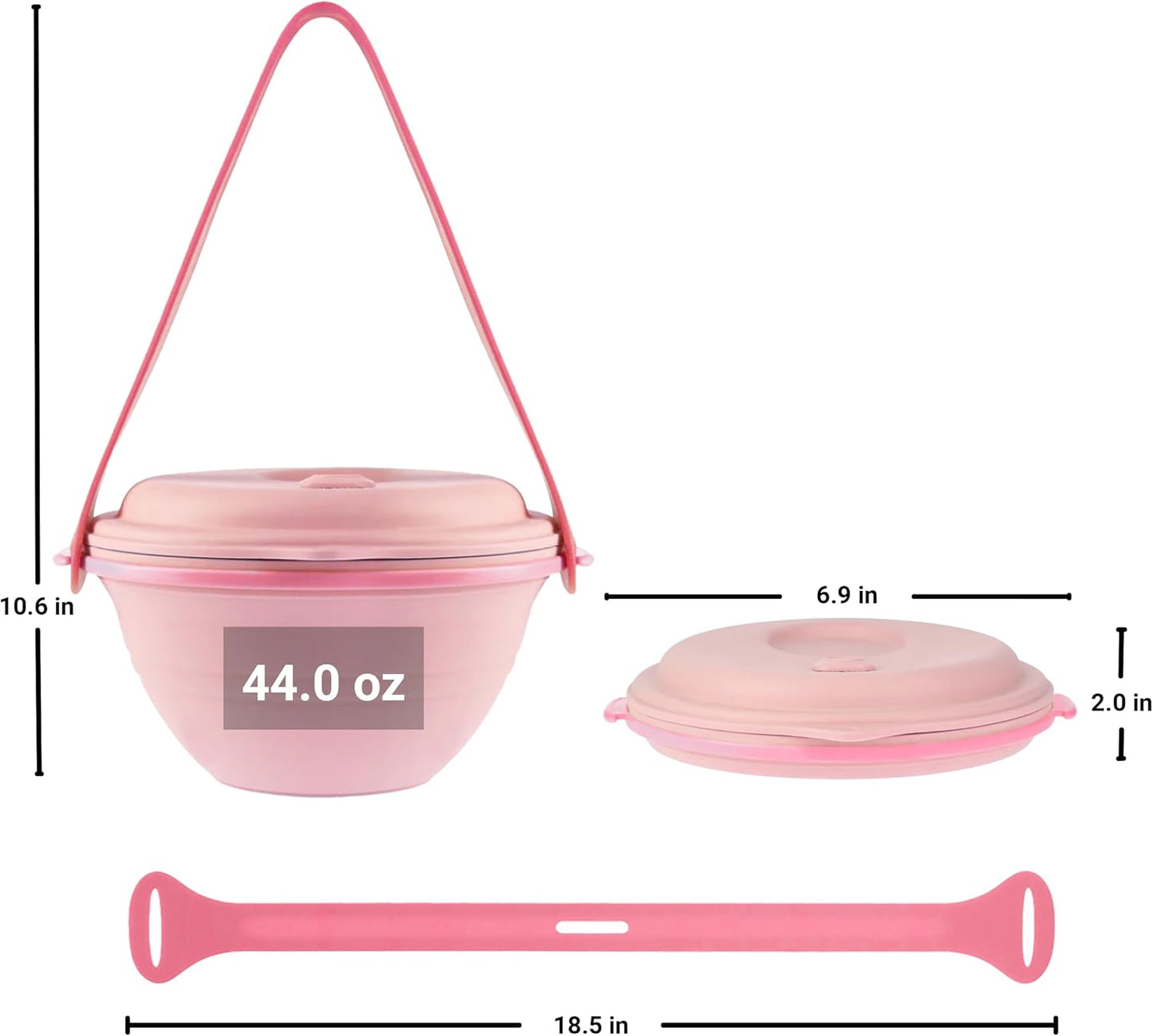kūpaa Bowl & Carrier Duet – Microwave Safe Silicone Lunch Box For Adults– Collapsible, Leakproof, Food-Grade, Reusable To-Go Container (Rose Quartz)