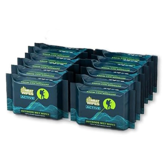 Combat Wipes ACTIVE Outdoor Wet Wipes - Extra Thick Camping Gear, Biodegradable, Body & Hand Cleansing/Refreshing Cloths for Backpacking & Gym w/Natural Aloe & Vitamin E (12 Pack, 300 Wipes)…