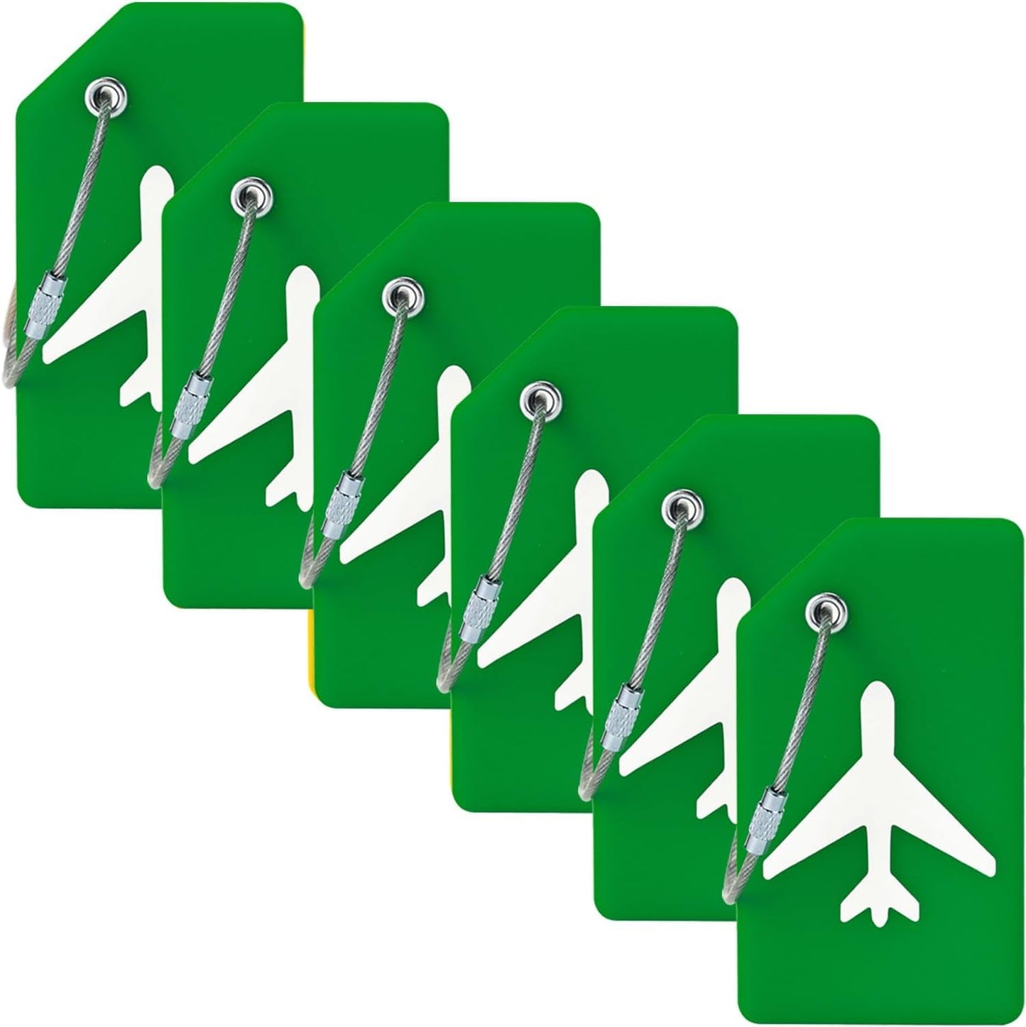 6 Pack Silicone Luggage Tag for Suitcases with Stainless Loop, Privacy Protection Travel Bag Tags Perfect to Quickly Spot Baggage Handbag (Forest Green)