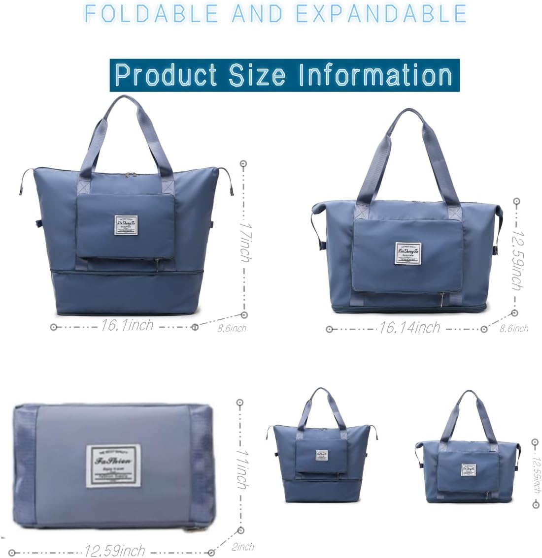 Large Capacity Foldable Travel Bag, Expandable lightweight Carry on Bag, Dry with Wet Separation Spor Duffel Bags