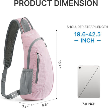 G4Free Sling Bag for Men Women, Small Crossbody Backpack Lightweight Chest Shoulder Bags for Travel, Outdoor and Sports (Pink)