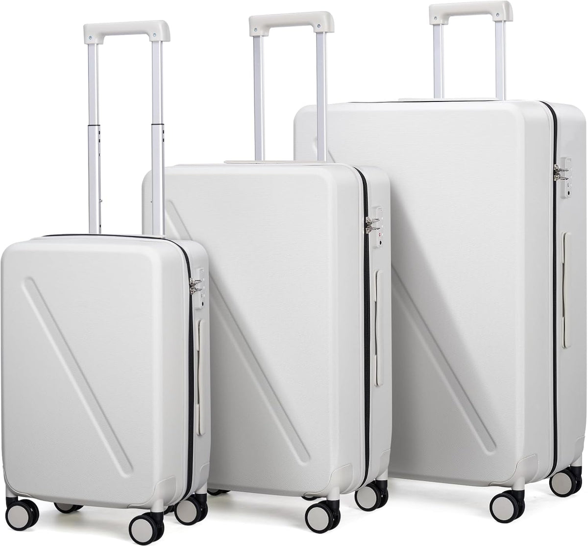 MILADA Hard Shell Luggage Sets With Spinner Wheels, 3 piece luggage set TSA Approved, 20 Inch Carry On Suitcase 24 Inch Luggage Suitcase 28 Inch, Smoke White