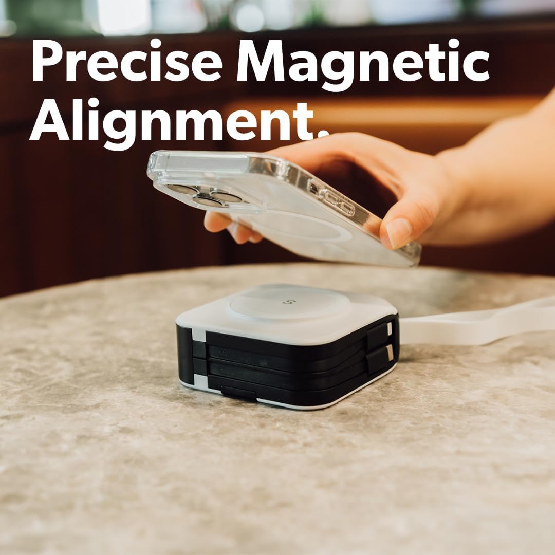 PowerPack Universal - 5 in 1 MagSafe Compatible Charger | Universal Adaptors | Power Bank | Included Adaptor Plug (Crisp White)