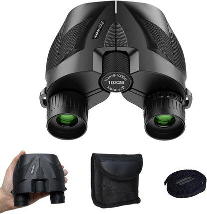 10x25 Binoculars for Adults & Kids, Compact HD Binoculars with Large View, Low Light Vision & Easy Focus for Bird Watching, Travel, Concert, Hunting