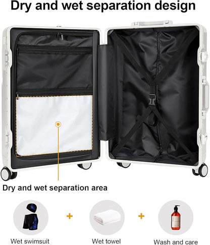 2-Piece Hardshell Zipperless Luggage Set, 20/26" Aluminum Frame Hardshell - Image 4