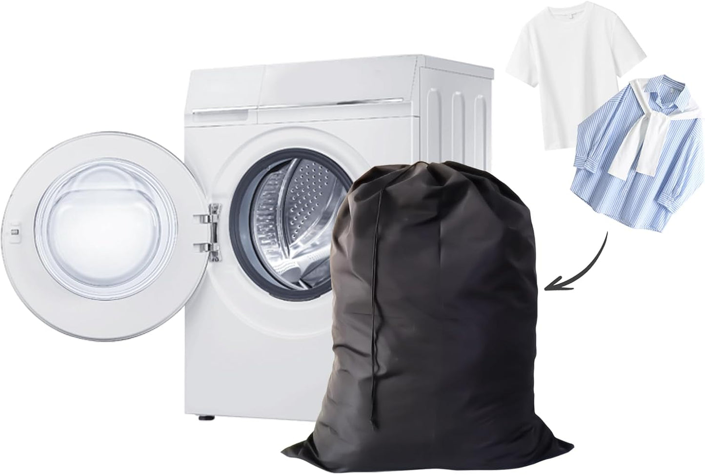 Extra Large Laundry Bag, Black Bags with Drawstring Closure, 30"x40", for college, dorm and apartment dwellers