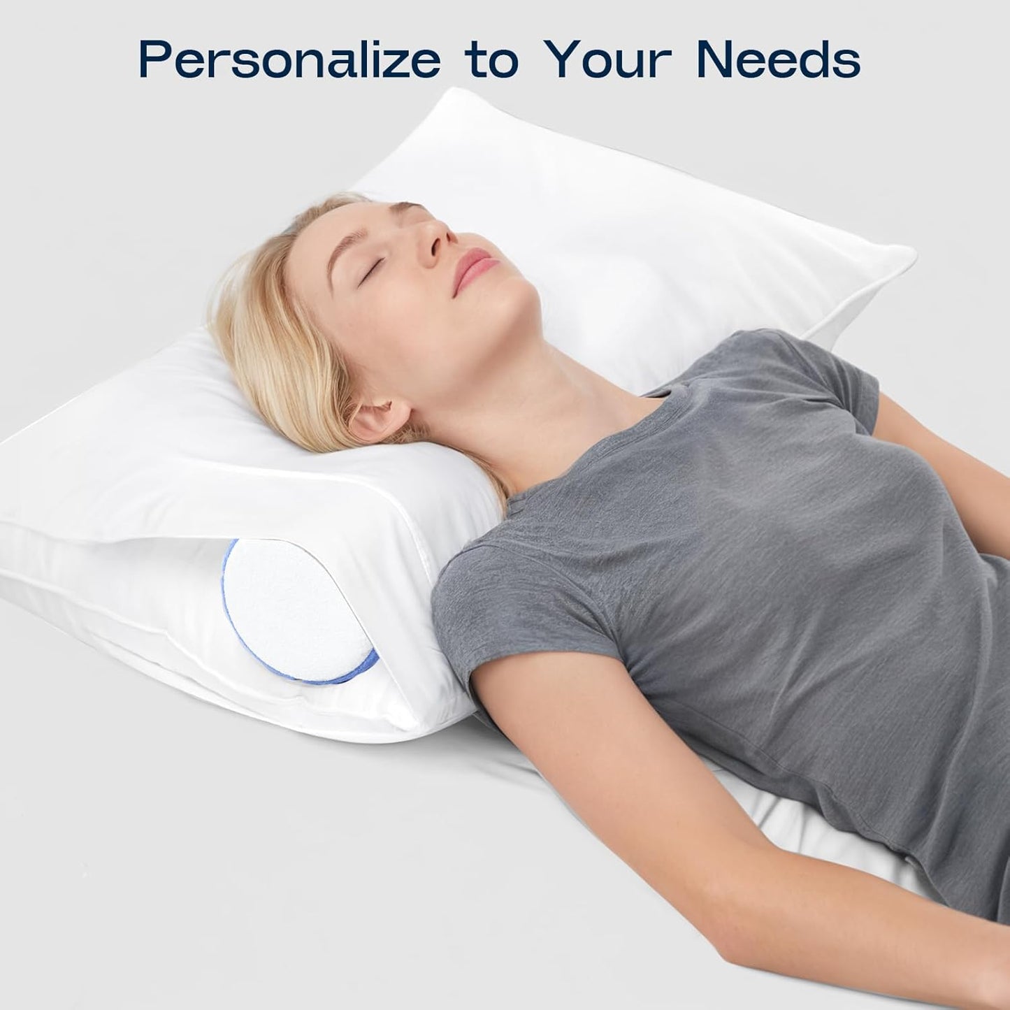 Neck Roll Cervical Pillow for Neck Pain Relief - Memory Foam Neck Pillow for Bed, Round Neck Pillows for Sleeping, 16 * 6.3 * 6.3inch (Blue-White)