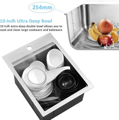 15 Inch Drop In Bar Sink Workstation-Bokaiya 15x20 Small Kitchen Outdoor Rv - Image 6