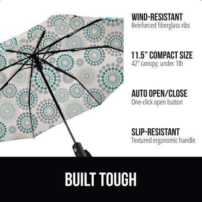 GORILLA GRIP Strong Stick Umbrella for Rain, Compact Travel One-Click Automatic Open Close, Lightweight, Portable, US Designed Reinforced Fiberglass Ribs, Wind Resistant, Easy Collapse, Spiral