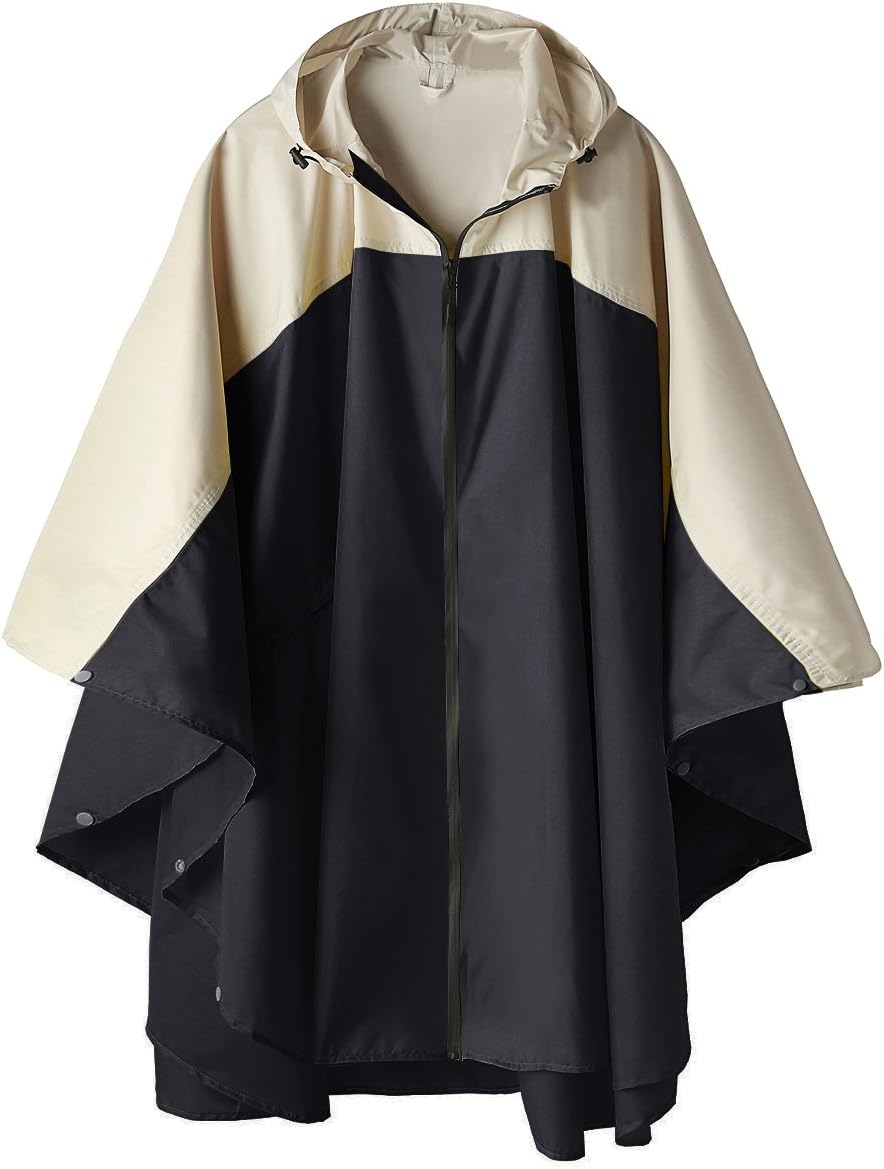 SaphiRose Unisex Rain Poncho Hooded Waterproof Raincoat for Adults Women