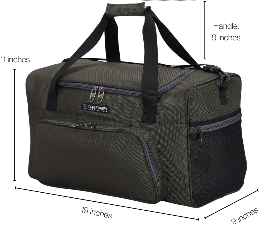 Large Sports Duffle Bag 20 inch for Travel Gym as Shoulder Bag and Hand Carry - Gray