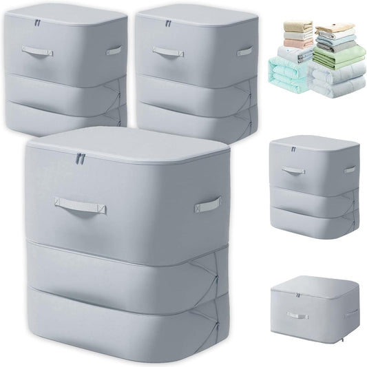 3PCS XL Ultra Space Saving Bags self compression organizer bags space saver bags for comforters storage bag organizer for blankets bedding clothes (Blue-3PCS)